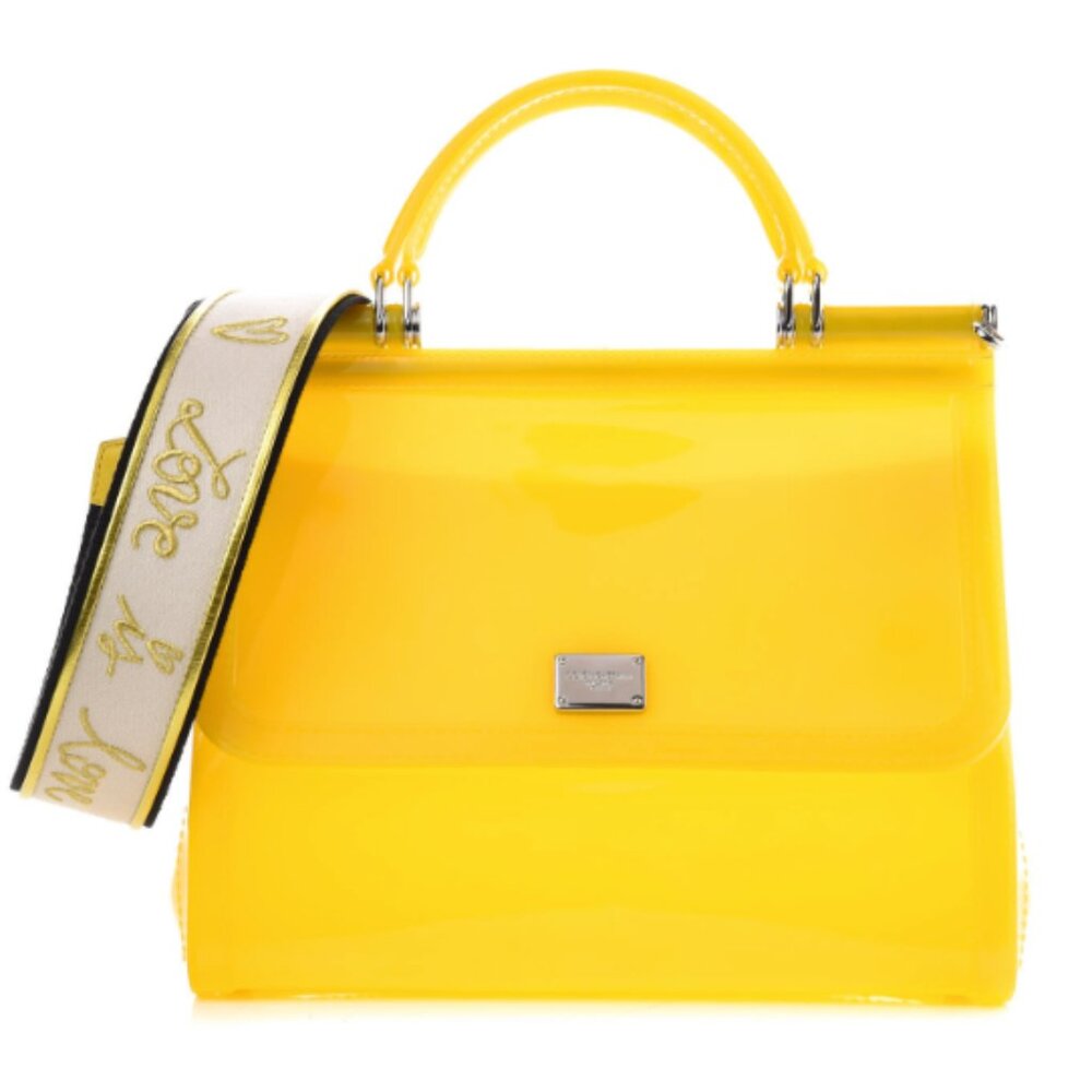 DOLCE & GABBANA Rubber Semi Transparent Miss Sicily Satchel Yellow